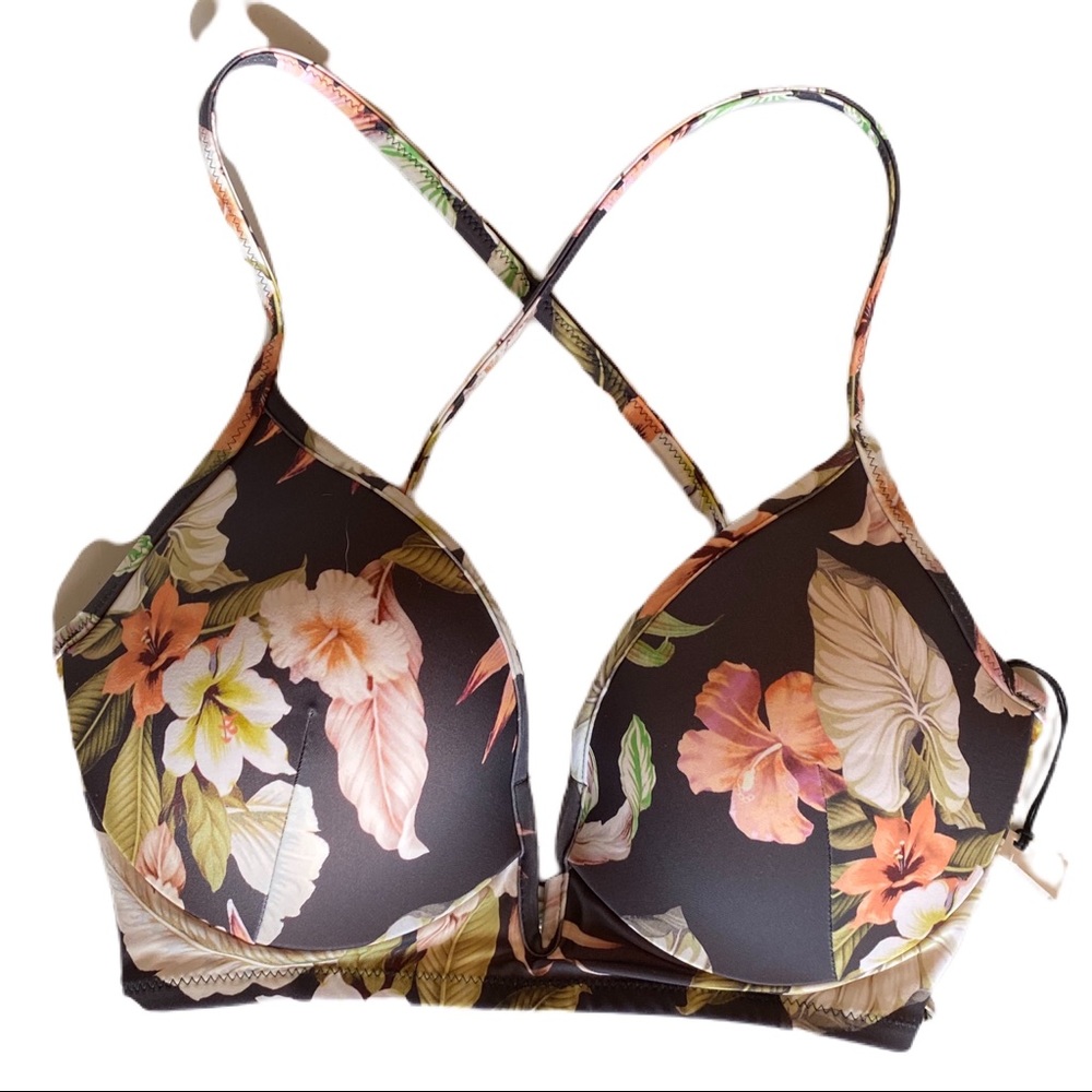 Bikini Top Push Up Underwire Gray Floral - Picture 4 of 7